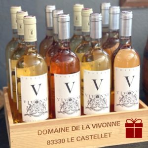 2021-caisse de vins de bandol AOP à la boutique la Vivonne produits au domaine-sans pesticides-conversion BIO-méthodes de vignerons-à la pioche-