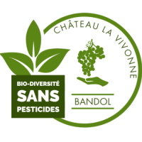 logo bio Vivonne Vin Bandol aop produit sans pesticides, en diversité biologique naturel, culture traditionnelle et raisonnée au domaine La Vivonne Côtes de Provence AOC classé meilleur bandol rouge et rosé vieux millésimes primés 2022