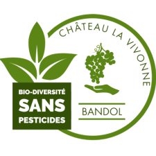 logo bio Vivonne Vin Bandol aop produit sans pesticides, en diversité biologique naturel, culture traditionnelle et raisonnée au domaine La Vivonne Côtes de Provence AOC classé meilleur bandol rouge et rosé vieux millésimes primés 2022